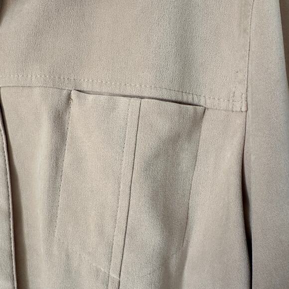 Talbots Stetch Faux Suede Shirt Womens LARGE Button Up Classic Fall Career Tan - Picture 4 of 12